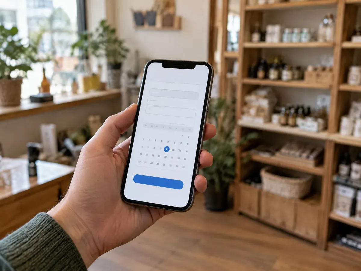 Smartphone mit einem Formular für eine Terminanfrage